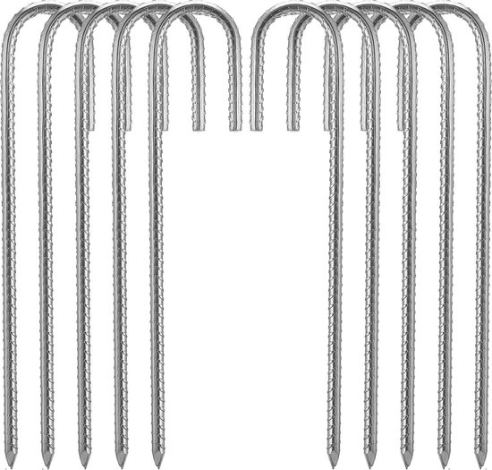 Heavy Duty Trampoline Tenten Anker Grond Pinnen - Gegalvaniseerd Staal Roestvrije J Haak Wapening Stakes - Trampolines Kamp Tuin Schuur Schuur Schommelingen - 12 inch Beitel Point End