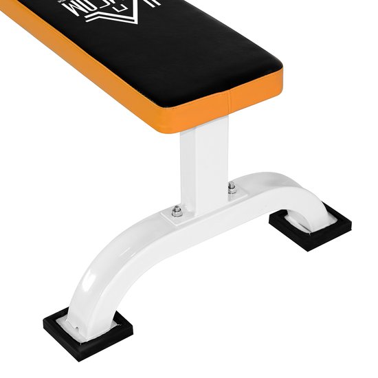 HOMCOM-Hantelbank-Stahl, PVC, Schaumstoff-L112x B62 x H43 cm-Schwarz+Weiß+Orange