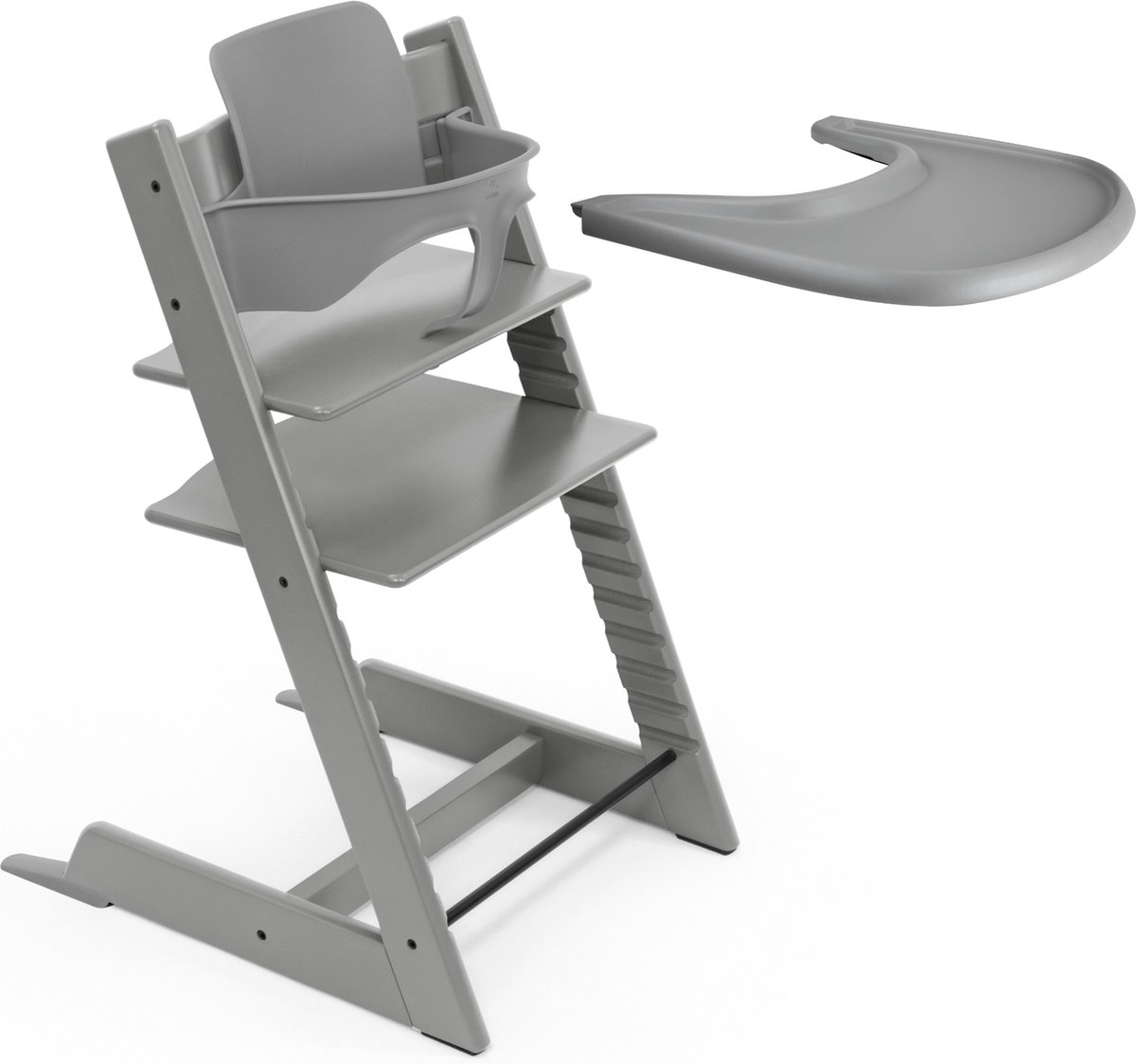 Stokke Tripp Trapp-kinderstoel (Storm Grey), Stokke-dienblad (Storm Grey) - Incl. Tripp Trapp-stoel, babyset 2 voor kinderen van 6-36 maanden en Stokke-dienblad - Verstelbaar, ergonomisch en gemakkelijk schoon te maken