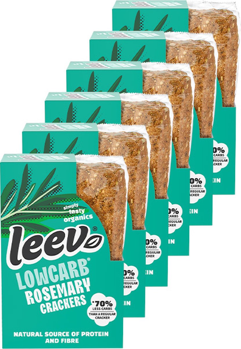Leev® Bio | Low Carb Qrackers | Rozemarijn Zeezout | 6 stuks | 6 x 80g
