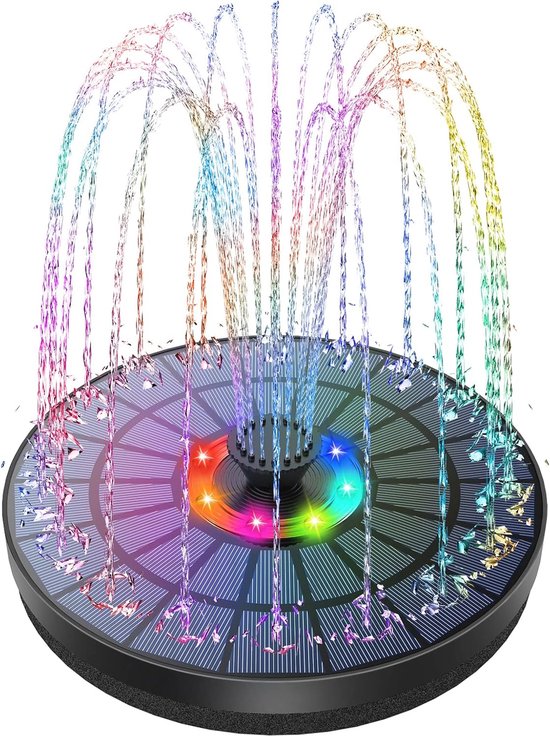 Zonne-energie Fonteinpomp met LED Verlichting en Batterijback-up voor Tuin en Vijver
