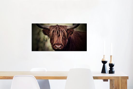 Tableau aluminium 80x40 cm - Décoration murale métal - Highlander écossais - Lumière - Portrait - Nature - Décoration murale métal salon - Décoration industrielle - Photo sur dibond - Accessoires industriels chambre