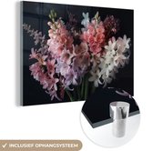 MuchoWow® Tableau sur verre 120x80 cm - Tableau sur verre acrylique - Fleurs - Jacinthe - Rose - Bouquet - Photo sur verre - Décoration murale salon - Décoration murale chambre - Peintures