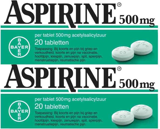 Foto: 2x aspirine 500 mg 20 tabletten