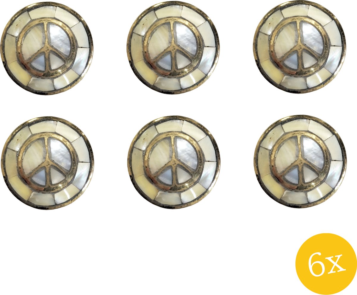 Deurknop set van 6 stuks Ø 3 cm Wit Metaal Rond Meubelknop
