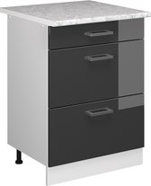 Vicco Élément bas universel R- Line, Anthracite brillant/ Wit, 60 cm avec tiroirs