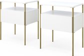 Vicco Table de chevet Mira, Wit/ Or, 40 x 50 cm Set de 2