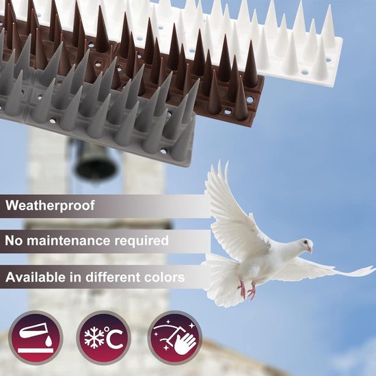 Apluskis verbeterde vogel spikes, 20 stuks/6M eekhoorn wasbeer duif kat vos dierafstotend hek anti vogel spikes voor buiten/outdoor om vogels weg te houden (zwart