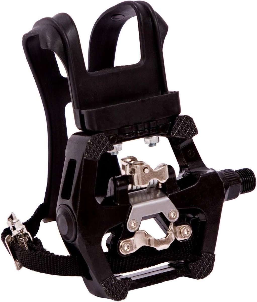 Hybride SPD-pedalen met kooi en riem voor indoorfietsen spinning - geschikt voor as van 9/16 inch