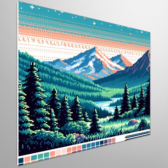 Pixel art landschap schilderij | Heerlijke pixelated panorama: een ...