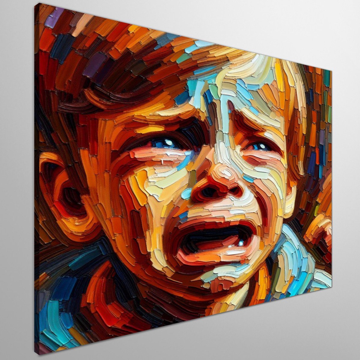 Olieverf huilend kind schilderij | Tranen van verf: mysterieus portret van een huilend kin