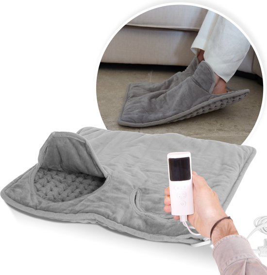 Elektrohouse Elektrische Voetenwarmer - Inclusief Afstandsbediening - Infrarood Verwarmde Voetenmat - Warmtekussen - Huis - Camping - 40x40 cm – Grijs