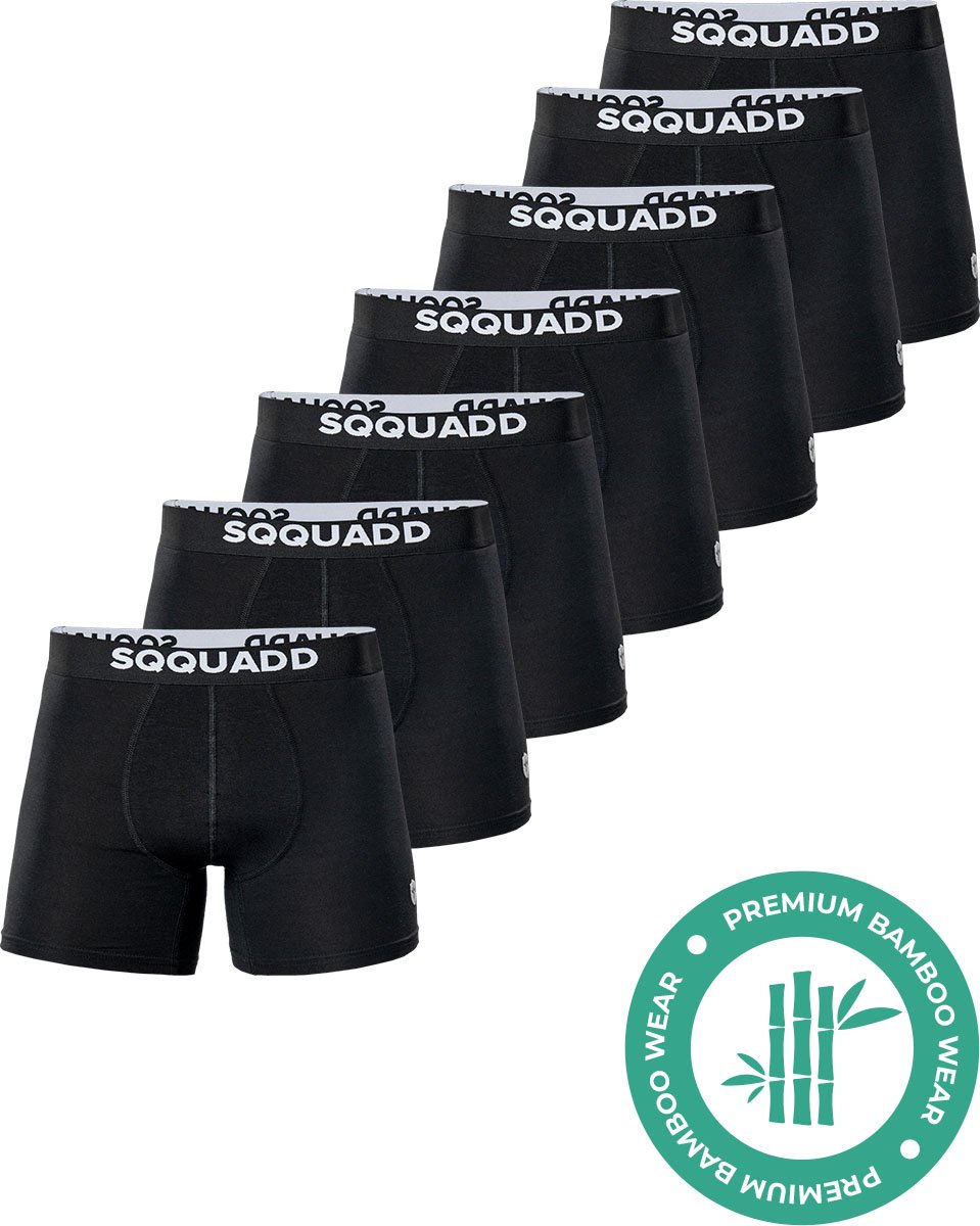 SQQUADD® Bamboe Ondergoed Heren - 7-pack Boxershorts - Maat S - Comfort en Kwaliteit - Voor Mannen - Bamboo - Zwart