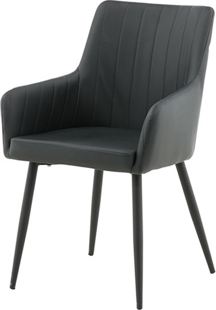 Comfort eetkamerstoel met armleuning PU kunstleer zwart.