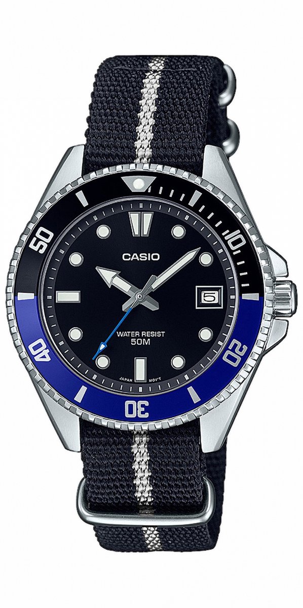 Casio Casio Collection MDV-10C-1A2VEF Horloge - Textiel - Zwart - Ø 36 mm