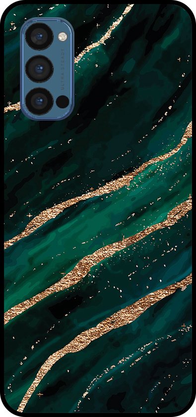 Smartphonica Coque de téléphone pour Oppo Reno4 Pro 5G avec impression marbrée - Coque arrière en TPU design marbre - Or vert / Coque arrière adaptée pour Oppo Reno4 Pro 5G