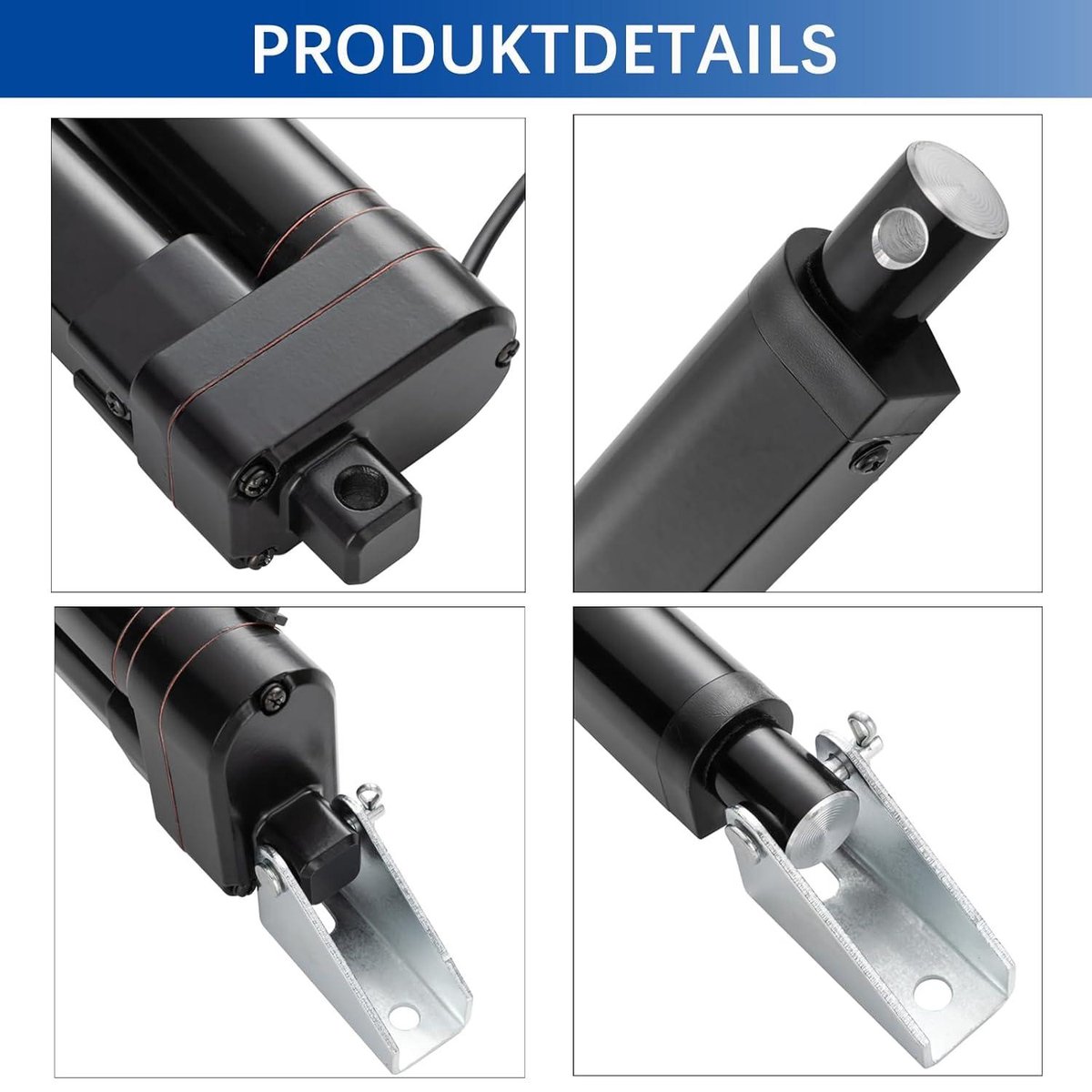 Jvnvlki lineaire motor, 400 mm, 3000 N, IP65 waterdicht, lineaire aandrijving, 12 V, lineaire actuator, 5 mm/s, met montagebeugels, voor deur, kast