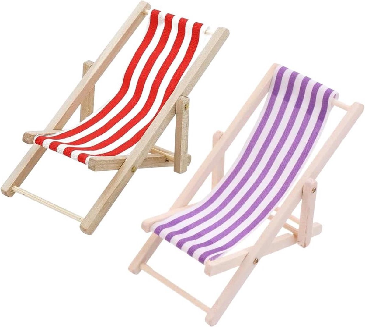 Mini strandstoel fauteuil inklapbaar voor poppenhuis houten ligstoel stranddecoratie tuin poppenhuis 2 stuks poppenstoel