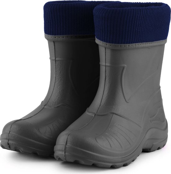 Ladeheid Kinder Regenlaarzen - Rubber - met Binnenschoen - EVA - Wasbare Binnenschoen - LA-KL-EVA-Kids - Grafiet - 24