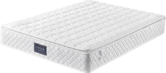 Merax Lit Double Rembourré 140x200cm avec Matras Mousse Froide 7 Zone - Lit Luxe avec Sommier à Lattes - Blauw