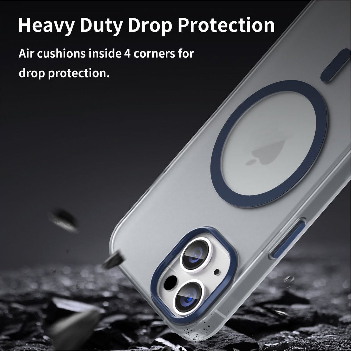 Mobigear Hoesje geschikt voor Apple iPhone 16 MagSafe Telefoonhoesje Flexibel TPU | Mobigear Shockproof Backcover | Geschikt voor MagSafe | Geschikt voor Draadloos Opladen met Magnetische Ring | Geschikt voor MagSafe Case - Donkerblauw
