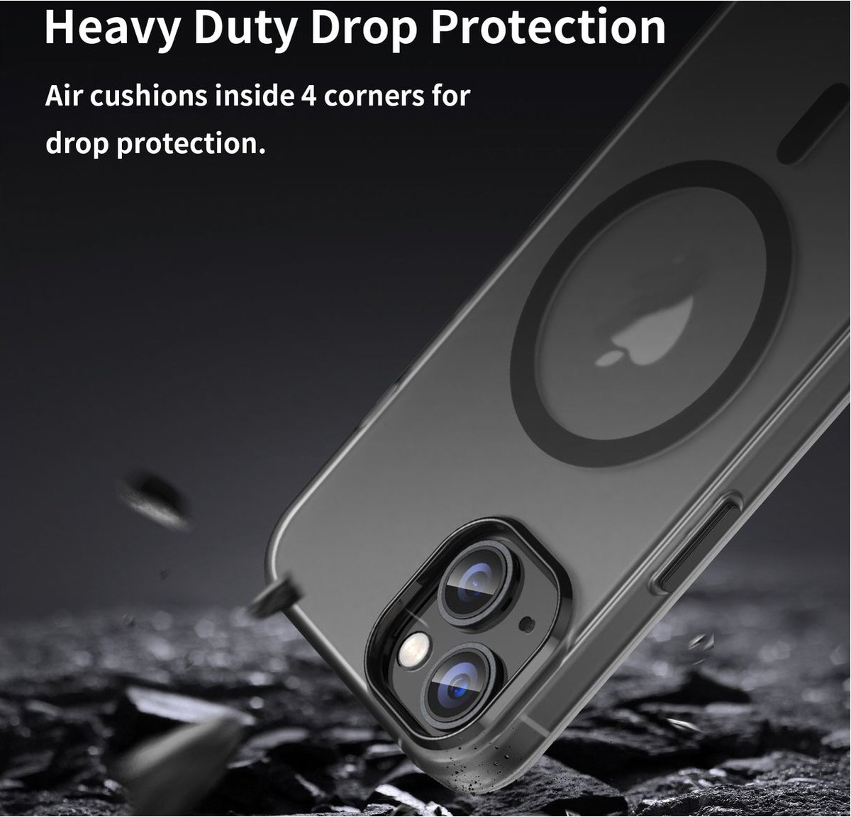 Mobigear Hoesje geschikt voor Apple iPhone 16 Plus MagSafe Telefoonhoesje Flexibel TPU | Mobigear Shockproof Backcover | Geschikt voor MagSafe | Geschikt voor Draadloos Opladen met Magnetische Ring | Geschikt voor MagSafe Case - Transparant / Zwart
