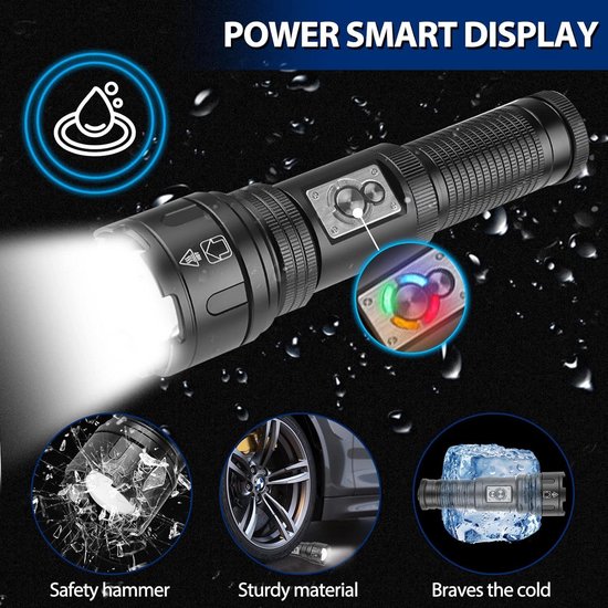 Lampe Torche Tactique Laser Cannon 9.0 - Rechargeable, 3000 Lumens, Zoom, étanche IP55