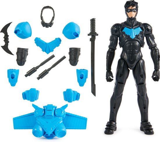 DC Batman Adventures - Nightwing-actiefiguur van 30 cm met 15 pantseraccessoires en 17 scharnierpunten