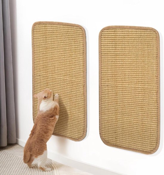 Lot De 2 Planches à Gratter En Sisal Pour Chat - Pour Protéger Les Tapis Et Les Canapés - Fixation Adhésive Double Face - 50 X 25 Cm