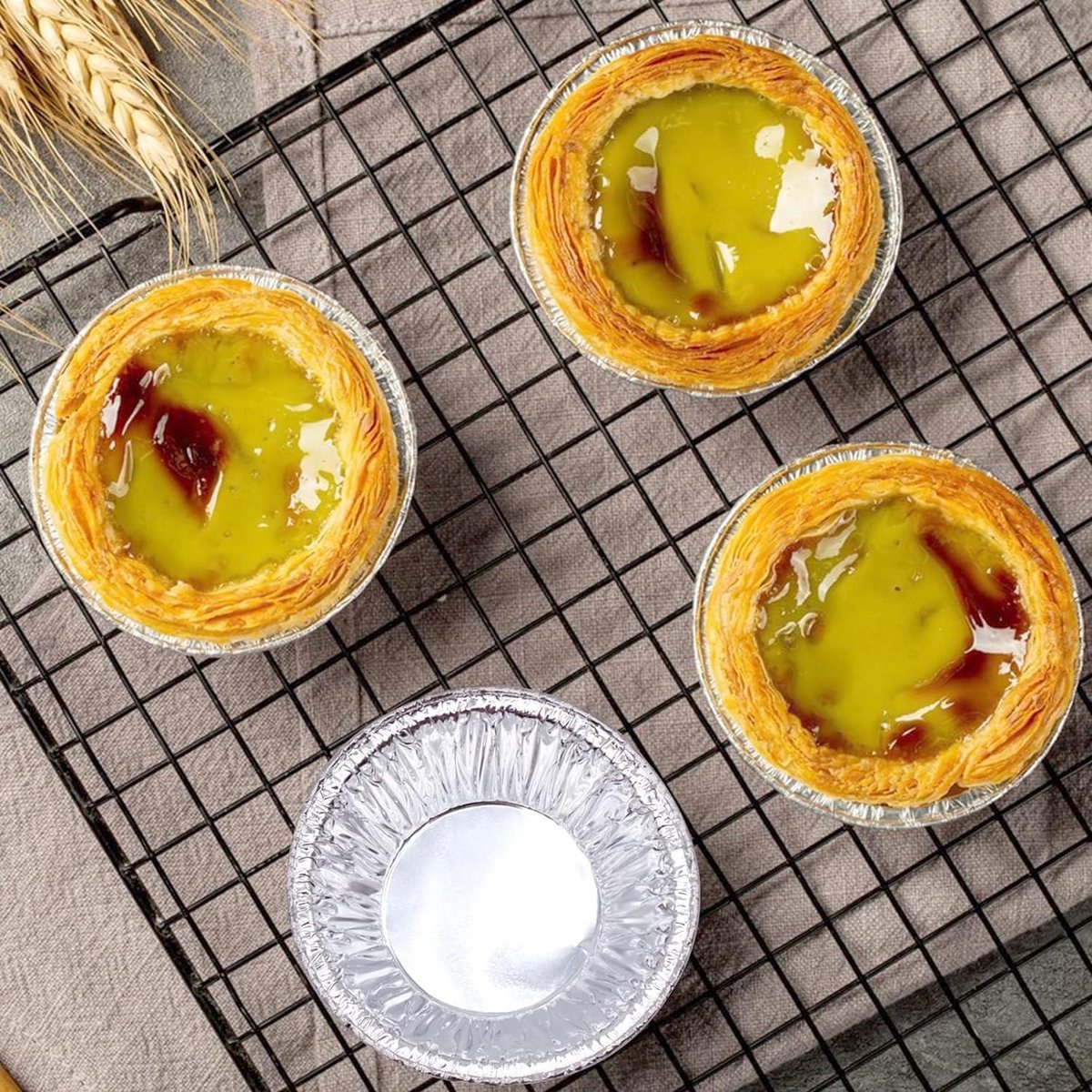 200 Stuks Pasteis De Nata Taartvormset- 6-7 * 3-9 * 2 Cm Wegwerp Aluminiumfolie Mal Aluminiumfolie Bakjes Ronde Mini Aluminiumfolie Mal Voor Het Bakken In De Keuken Jamtaarten