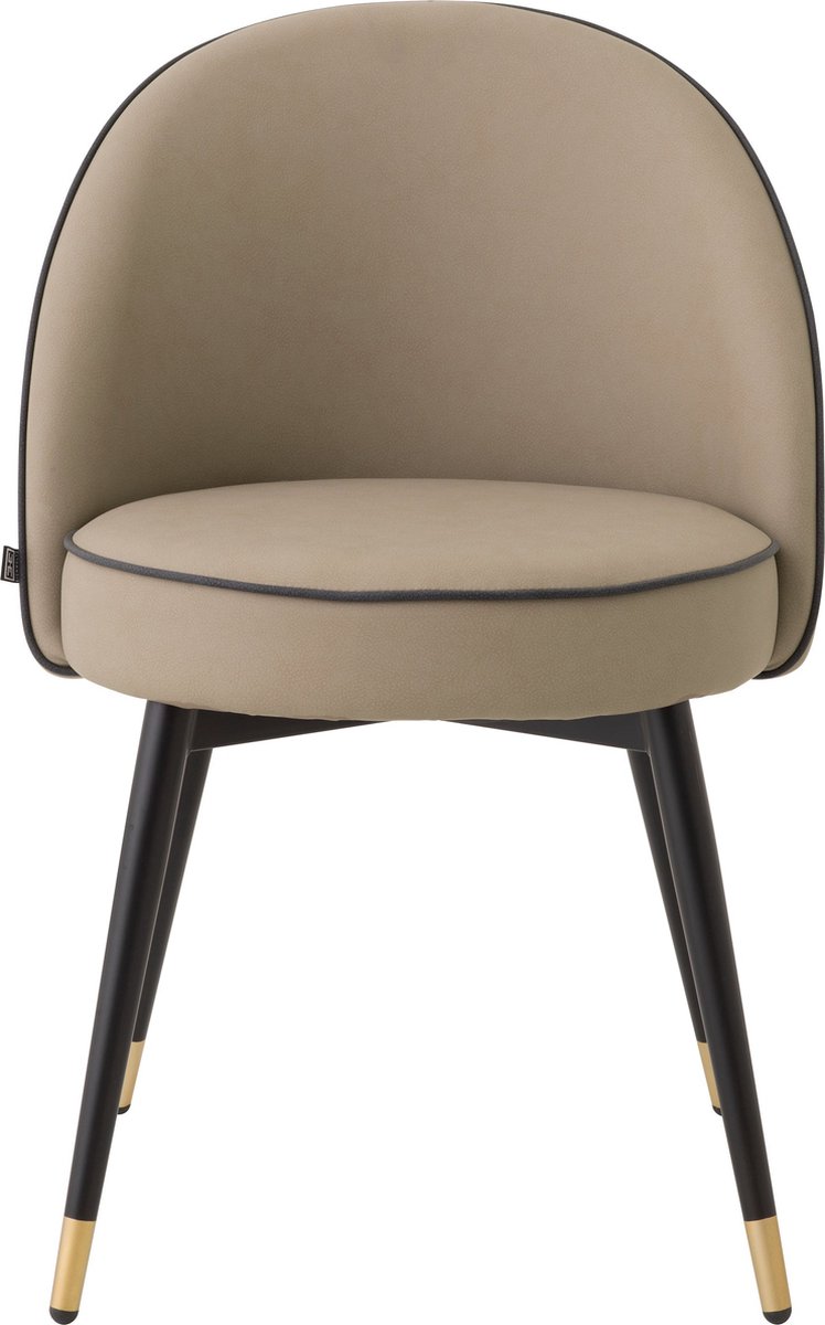 Eichholtz Eetkamerstoel Cooper - Design - Eettafel stoelen - Messing poten - Exclusief - 83x55cm - Beige Faux Leather