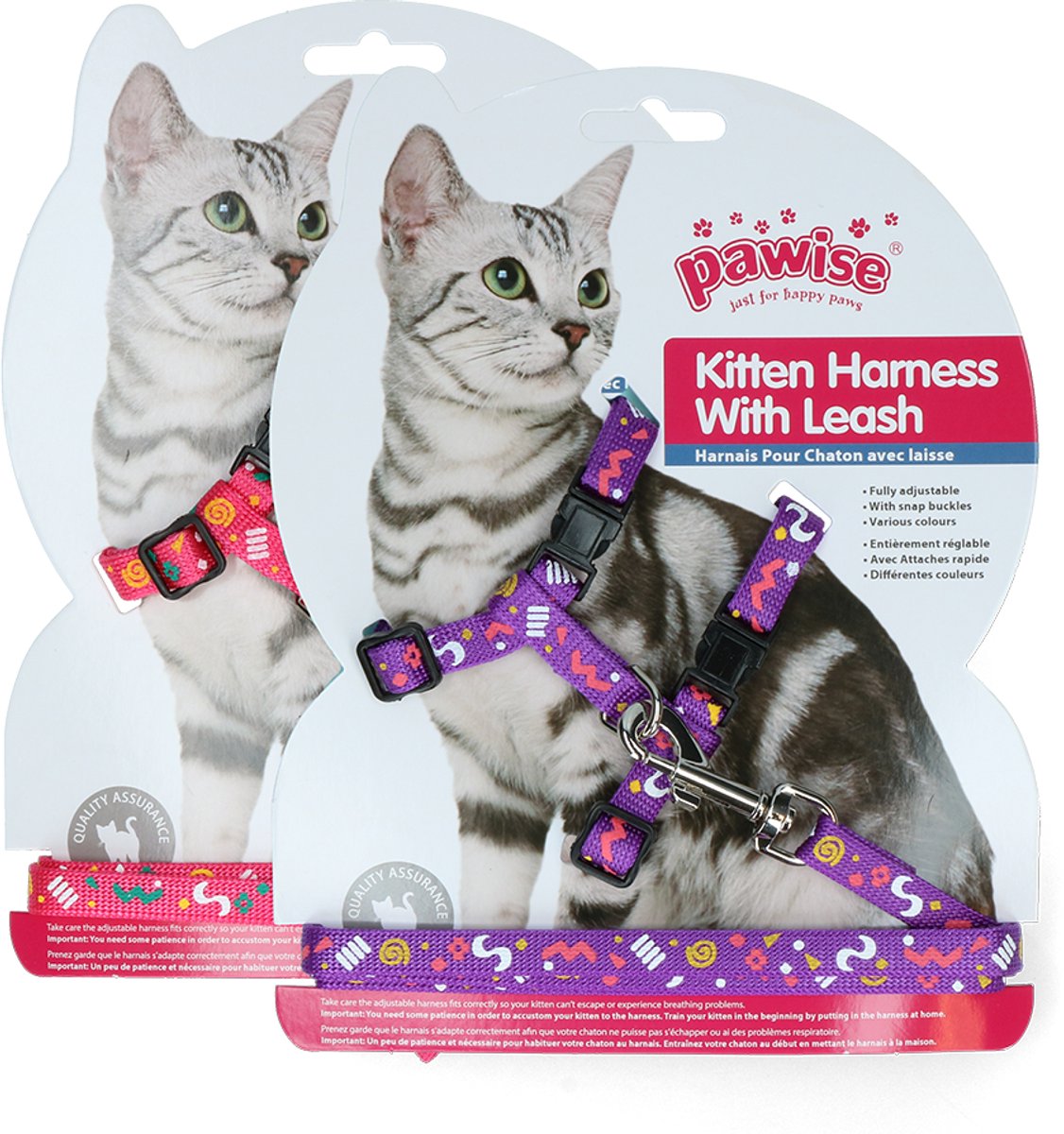 Pawise Kitten Harness riem Pink/Purple