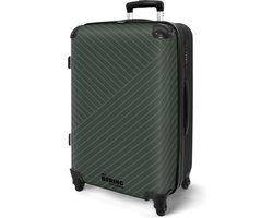 NoBoringSuitcases.com NoBoringSuitcases.com® - Koffer groot - Rolkoffer lichtgewicht - Groen grijs met abstracte lijnen - Reiskoffer met 4 wielen - Bagagekoffer met TSA slot
