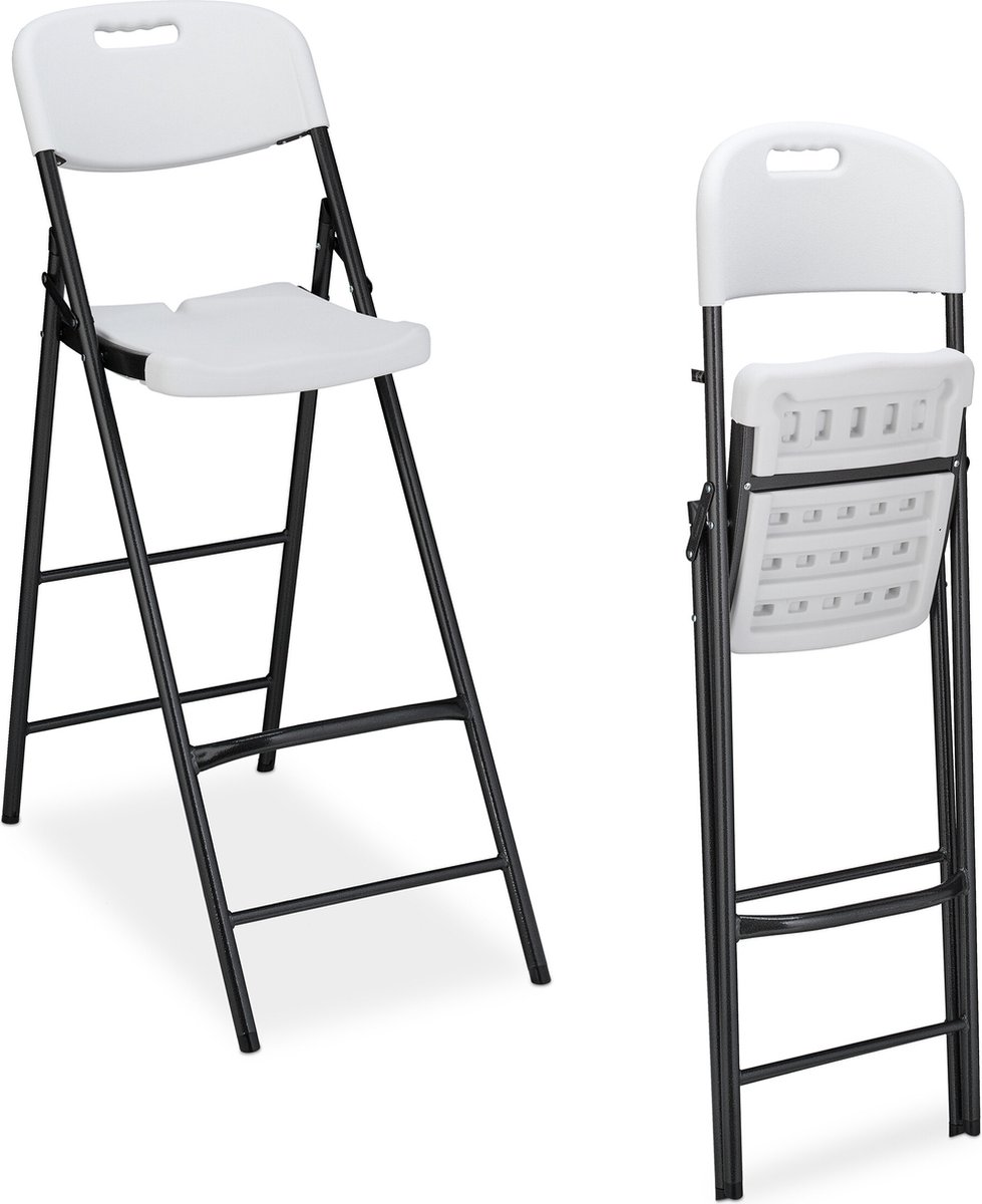 Set van 2 outdoor barkrukken, inklapbare barstoelen met rugleuning en voetensteun, tot 150 kg belastbaar, tuinstoelen voor balkon, tuin en zwembad ZB33563