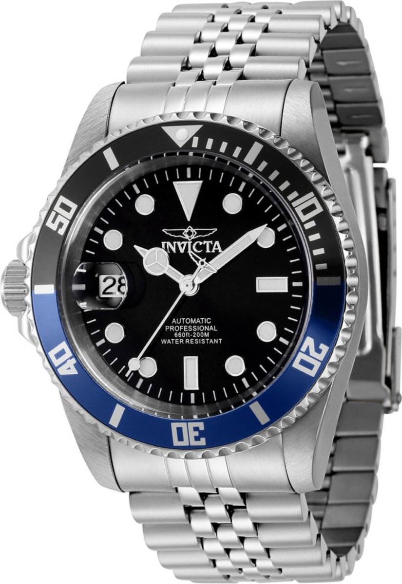 Invicta Pro Diver 43982 Heren Horloge - Waterdicht - Analoog - Automatisch Uurwerk - Roestvrij Staal met zwarte Wijzerplaat -