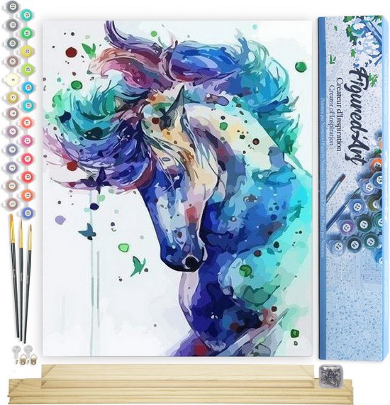 Figured'Art Schilderen op nummer voor volwassenen Speels eekhoorntje - Paint by Numbers knutselen DIY knutselset 40x50cm zonder houten lijst
