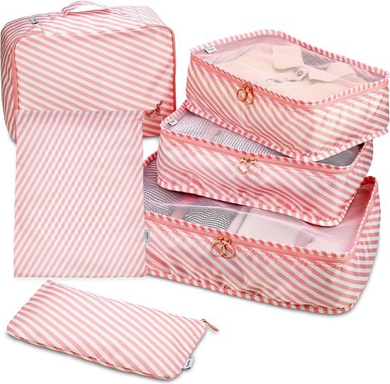 Foto: Reizen packing cubes 6 stuk set bagage verpakking organisatoren en compressie verpakking cube system