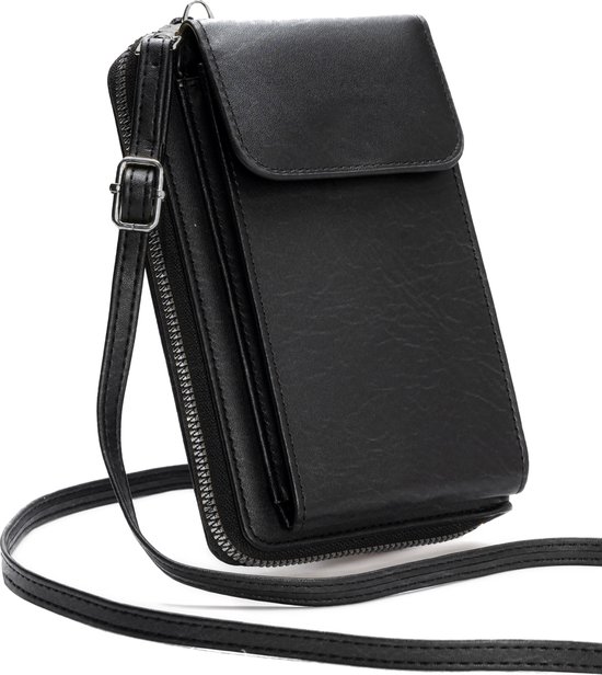Sacoche Bandoulière Pour Téléphone Femme - Taille 19x11x3 Cm, Tissu Oxford, Gris | Pour Smartphone Jusqu'à 7,2", Porte-cartes, Sorties