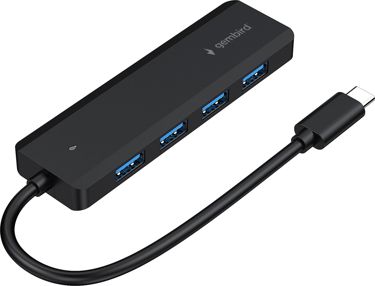 USB-C Hub - 4x USB-A en USB-C voor voeding - USB 3.2 Gen 1 - 0,15 meter - Zwart