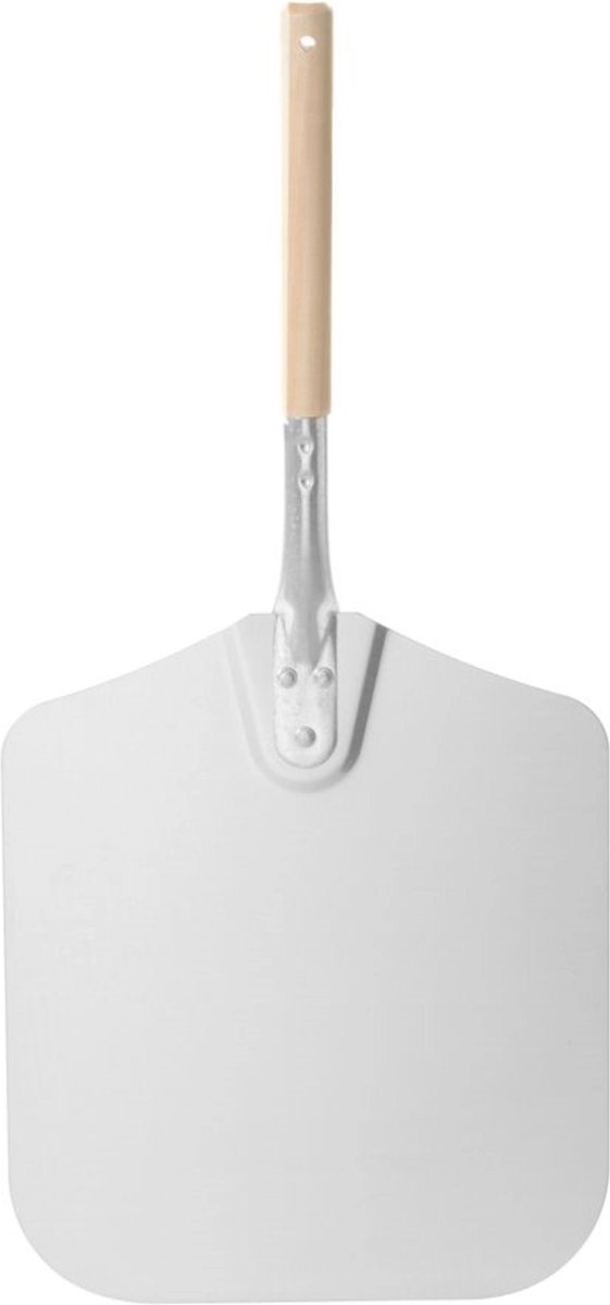 HENDI Vierkante pizzaschep – korte houten handgreep – aluminium – 405x760 mm