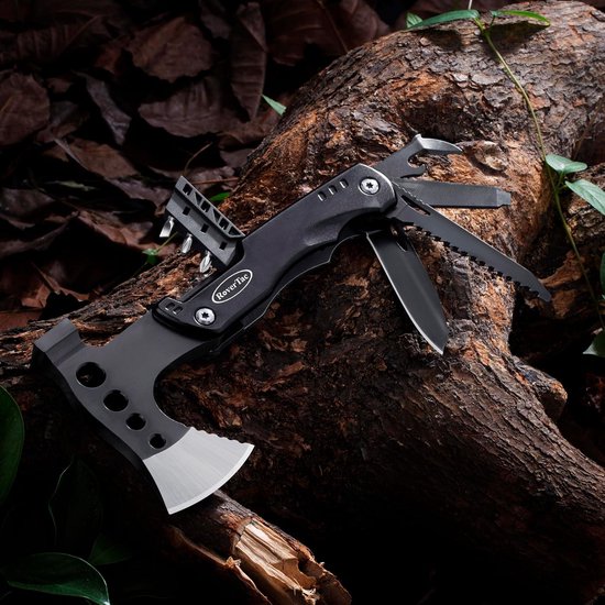 11-in-1 Multitool bijl mes hamer zaag flesopener schroevendraaier nylon schede - perfect cadeau voor mannen camping wandelen survival — afbeelding 5