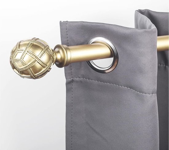 Joydeco Verstelbare gouden gordijnroede, set 76 - 236 cm, decoratieve