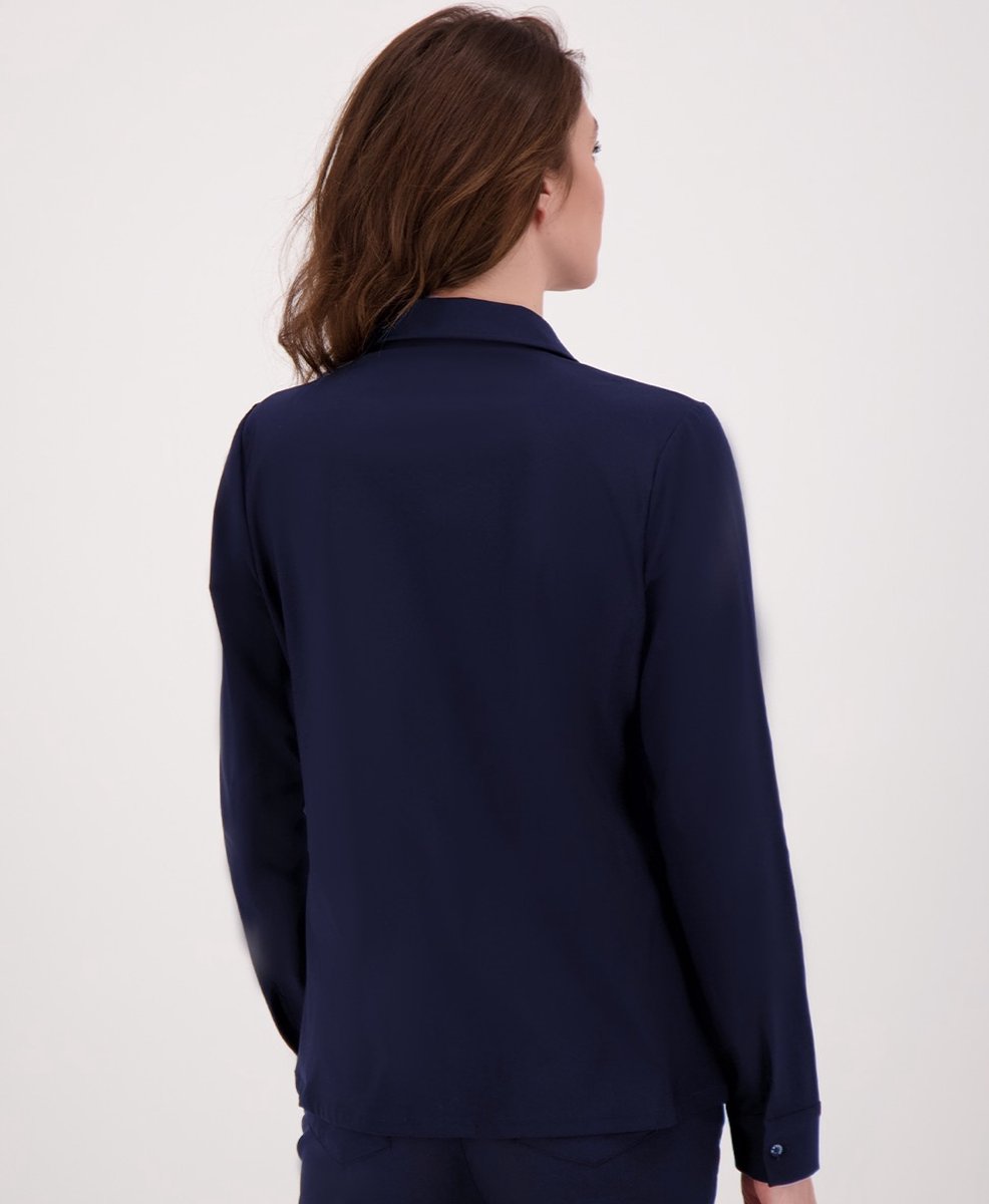 Je m'appelle Travelstof Blouse - Dames - Blauw - Maat M