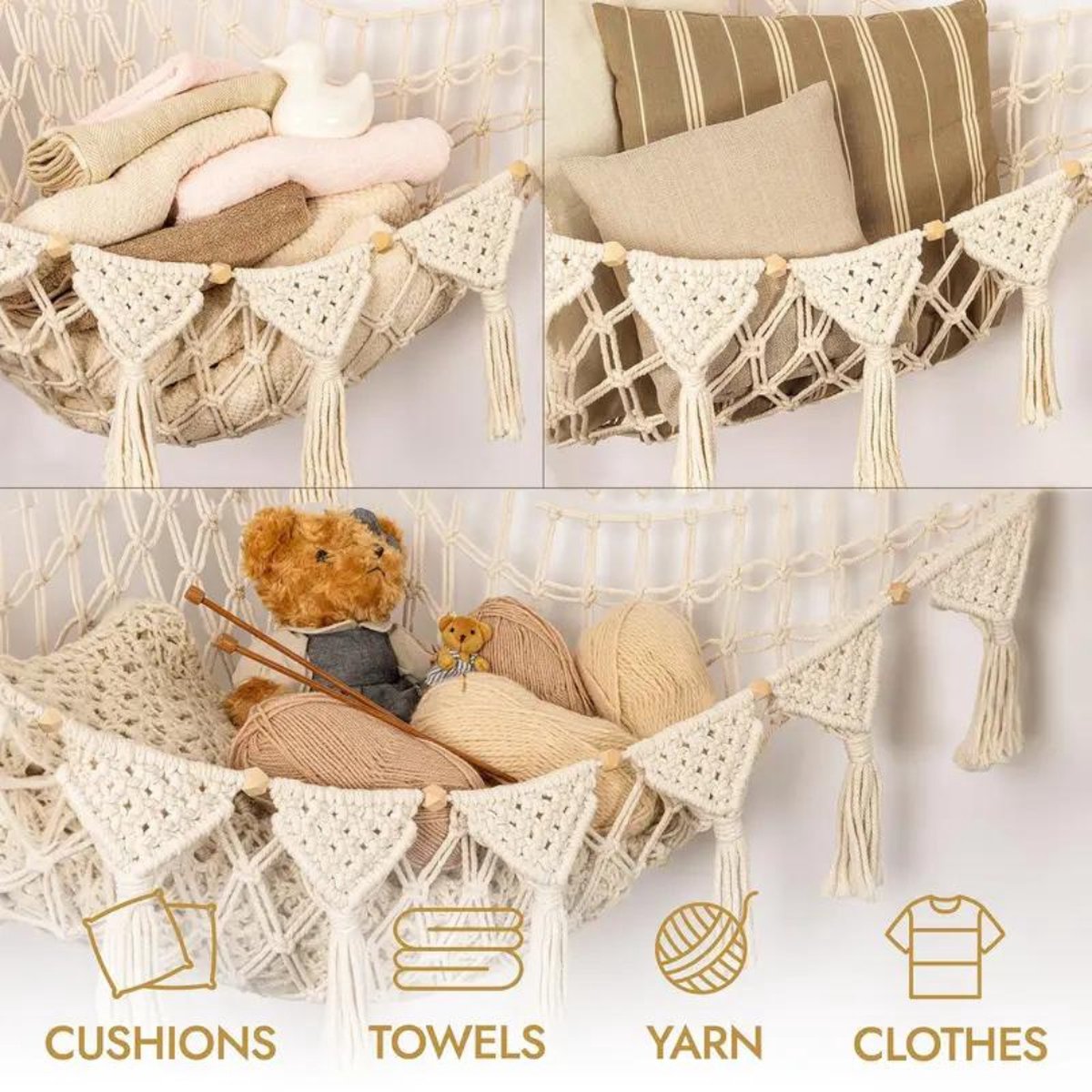 Nivard Knuffel Net - Hangmat - Speelgoed - Opbergsysteem - Hangmat Voor Knuffels - Organizer - Wit