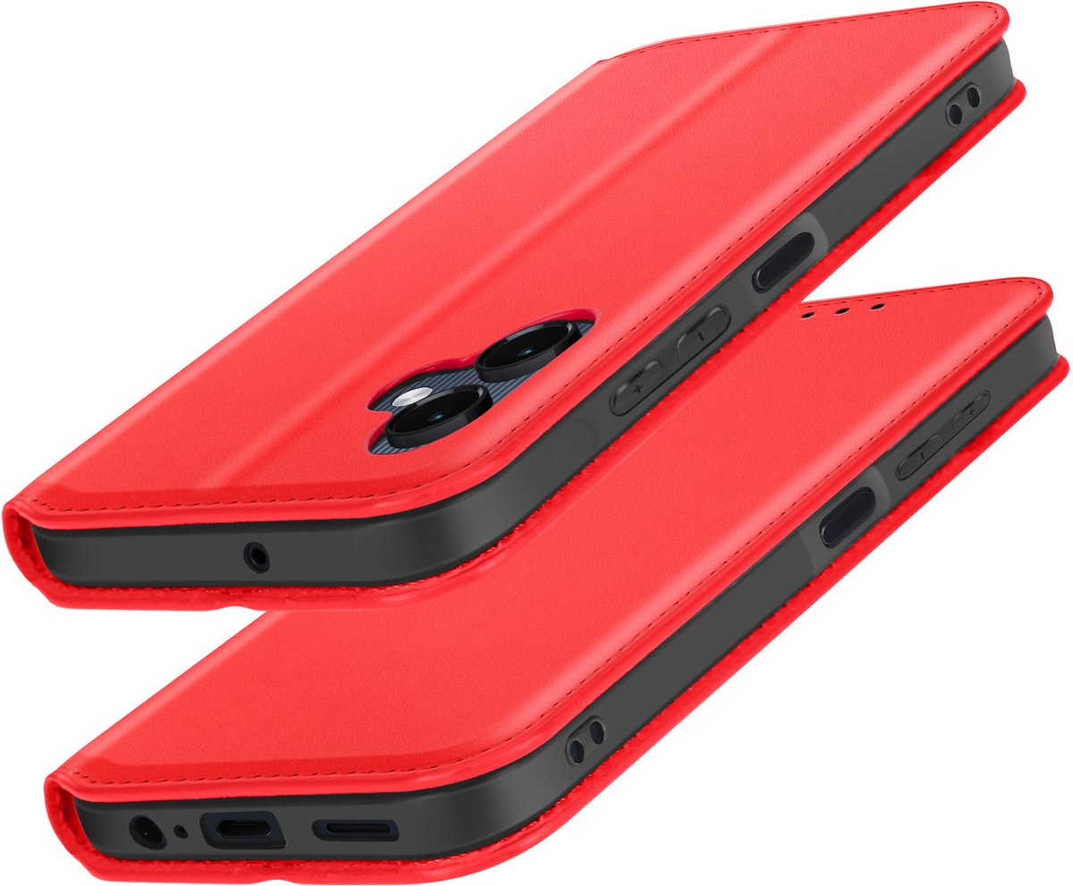 Avizar Hoesje Geschikt voor Samsung Galaxy A06 Clapet Kaarthouder en Videohouder, Rood
