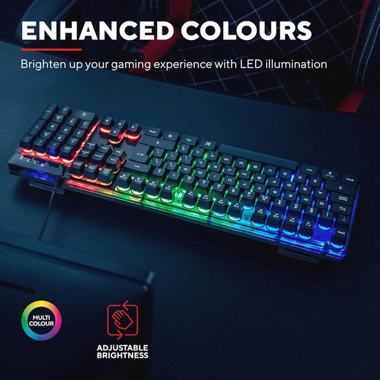 Mechanisch Gaming Toetsenbord, USB-Kabel Bekabeld, Rainbow LED Kleur