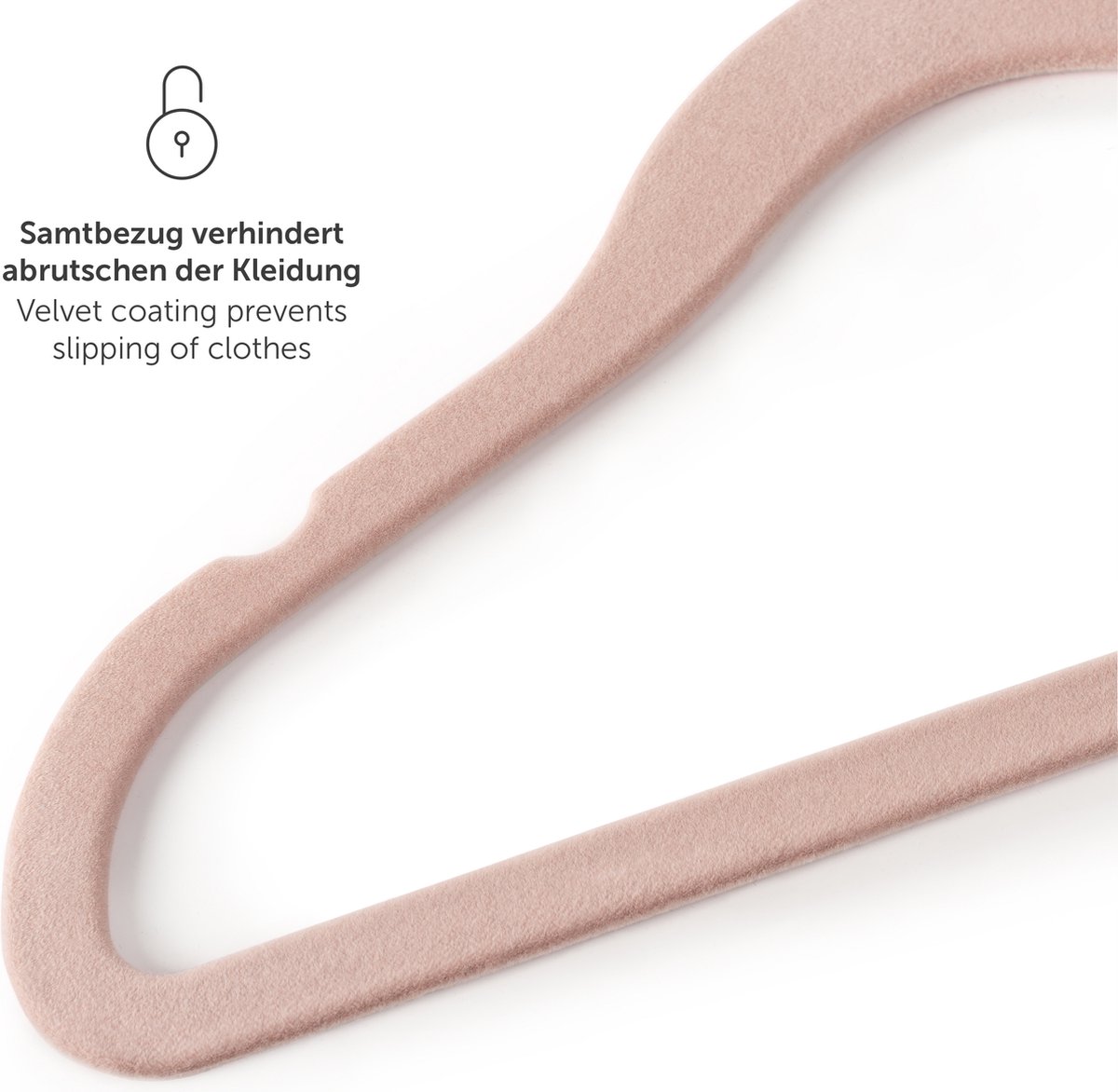 Laleni Kinderkledinghangers 50 stuks met fluwelen hoes - Ruimtebesparende kinderkledinghangers - 360° draaibare kinderkledinghangers - Anti-slip fluwelen kinderkledinghangers - Roségoud & Lichtroze