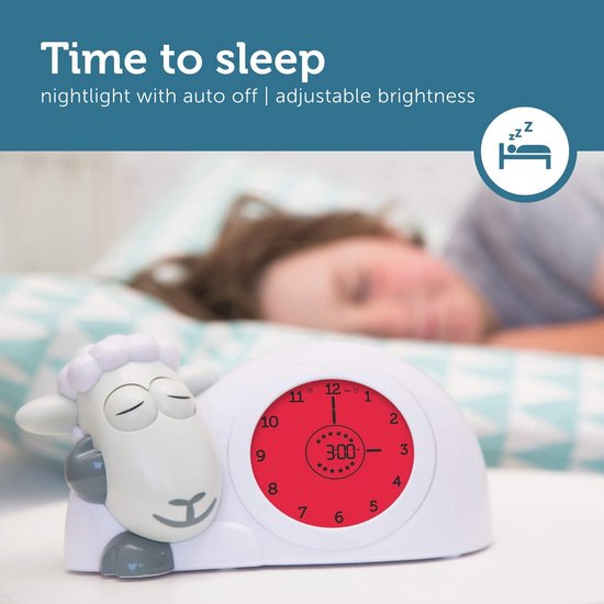 Witte Kinderwekker met Nachtlamp, Ideaal voor Slapen en Wakker Worden — afbeelding 4