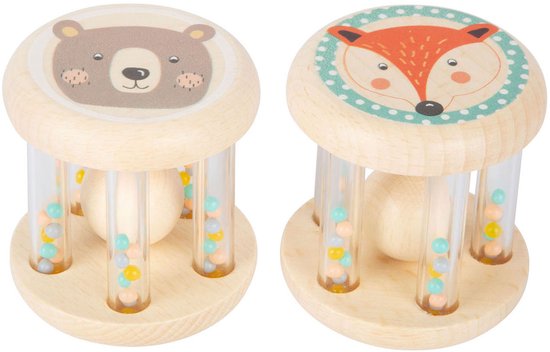 Foto: Small foot houten rammelaar dier set van 2