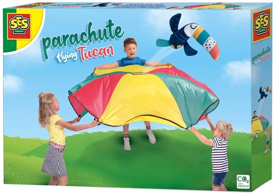 SES - Parachute vliegende toekan - stevig materiaal - inclusief toekan en parachute doek